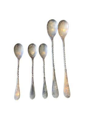 Vintage Stratford Silver Co. AXL Twisted Handle Spoons Set Of 5